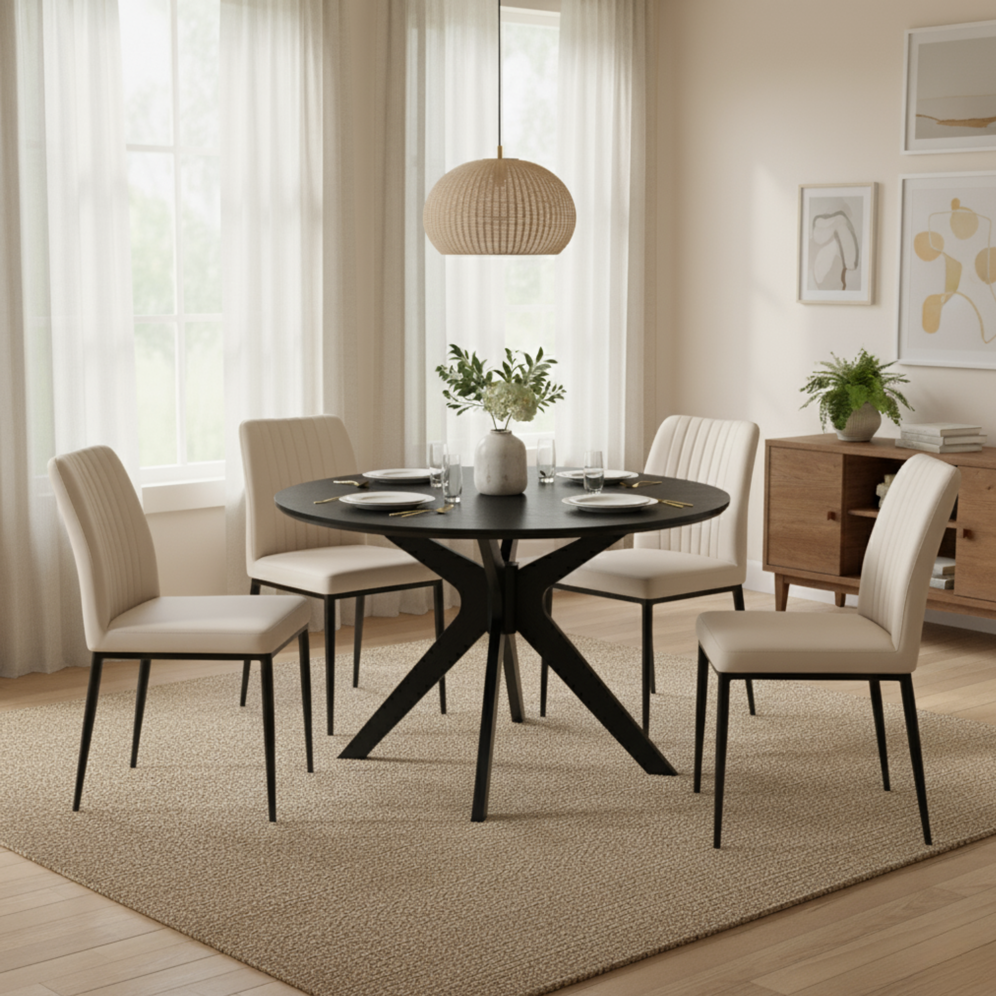 Slay Dining Chair: Cream Leatherette
